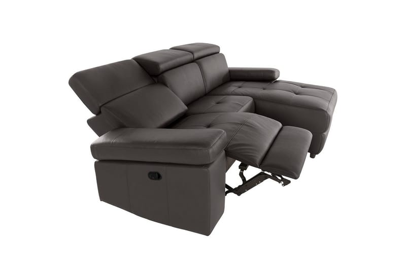 Hörnsoffa 3-sits Rayland Brun, PU, Höger manuell vilstol - Brun, PU, Höger manuell vilstol - Möbler - Soffa - Skinnsoffor