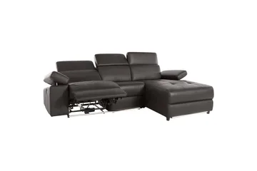 Hörnsoffa 3-sits Rayland Brun, PU, Höger elektrisk vilstol - Brun, PU, Höger elektrisk vilstol - Möbler - Soffa - Skinnsoffor