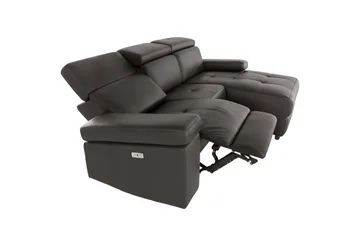 Hörnsoffa 3-sits Rayland Brun, PU, Höger elektrisk vilstol - Brun, PU, Höger elektrisk vilstol - Möbler - Soffa - Skinnsoffor