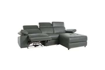 Hörnsoffa 3-sits Rayland Grå, Läder/PU, Höger elektrisk vilstol - Grå, Läder/PU, Höger elektrisk vilstol - Möbler - Soffa - Skinnsoffor