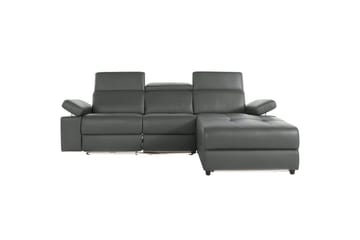 Hörnsoffa 3-sits Rayland Grå, Läder/PU, Höger elektrisk vilstol - Grå, Läder/PU, Höger elektrisk vilstol - Möbler - Soffa - Skinnsoffor