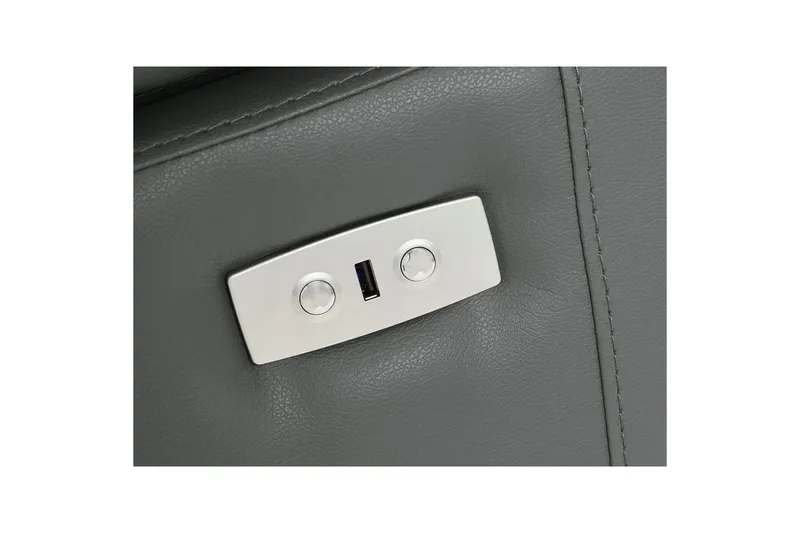 Hörnsoffa 3-sits Rayland Grå, Läder/PU, Höger elektrisk vilstol - Grå, Läder/PU, Höger elektrisk vilstol - Möbler - Soffa - Skinnsoffor