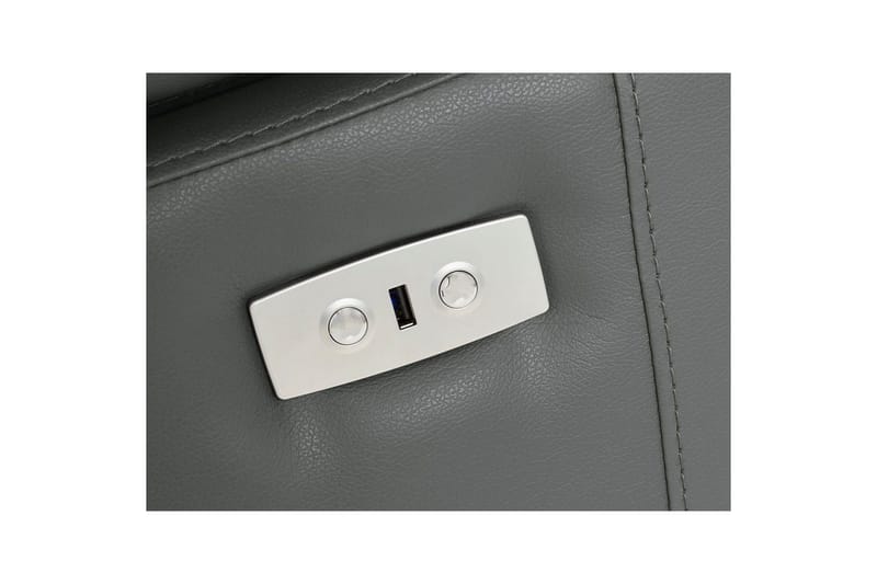 Hörnsoffa 3-sits Rayland Grå, Läder/PU, Höger elektrisk vilstol - Grå, Läder/PU, Höger elektrisk vilstol - Möbler - Soffa - Skinnsoffor