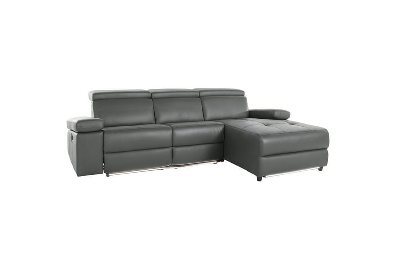 Hörnsoffa 3-sits Rayland Grå, Läder/PU, Höger manuell vilstol - Grå, Läder/PU, Höger manuell vilstol - Möbler - Soffa - Skinnsoffor
