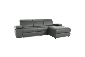 Hörnsoffa 3-sits Rayland Grå, Läder/PU, Höger manuell vilstol