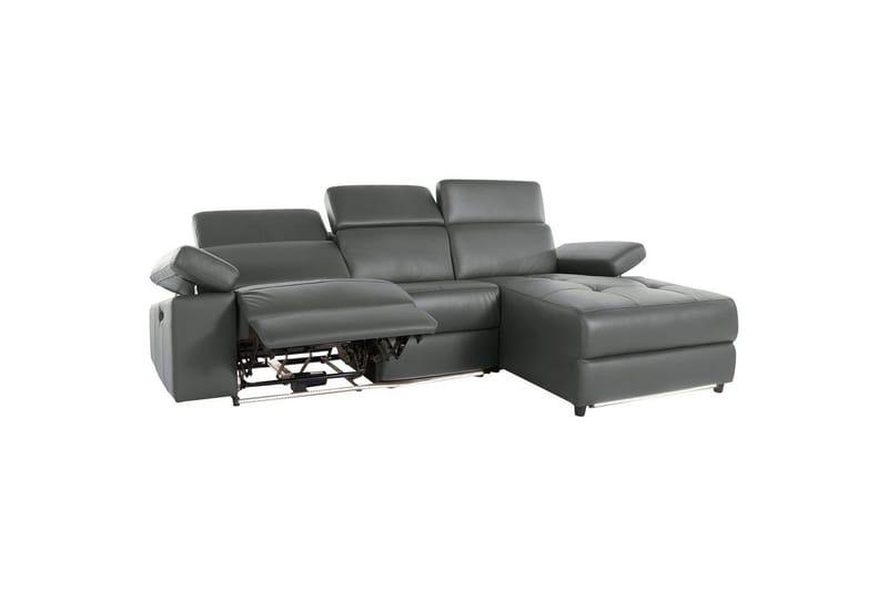 Hörnsoffa 3-sits Rayland Grå, Läder/PU, Höger manuell vilstol - Grå, Läder/PU, Höger manuell vilstol - Möbler - Soffa - Biosoffa & reclinersoffa