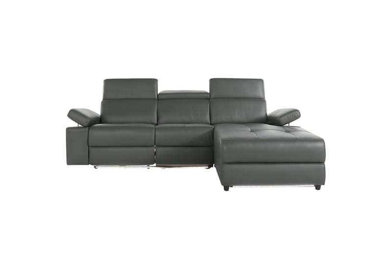Hörnsoffa 3-sits Rayland Grå, Läder/PU, Höger manuell vilstol - Grå, Läder/PU, Höger manuell vilstol - Möbler - Soffa - Skinnsoffor