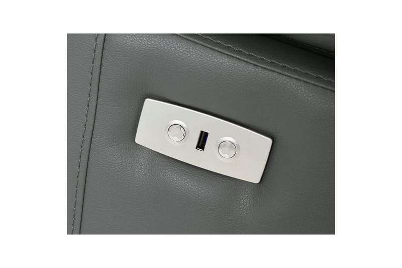 Hörnsoffa 3-sits Rayland Grå, Läder/PU, Vänster Elektrisk Fåtölj - Grå, Läder/PU, Vänster Elektrisk Fåtölj - Möbler - Soffa - Skinnsoffor