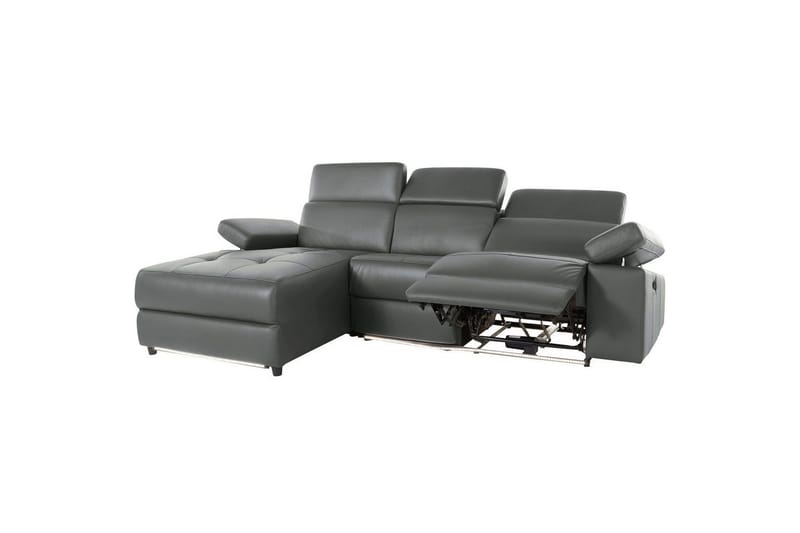 Hörnsoffa 3-sits Rayland Grå, Läder/PU, Vänster Manuell Fåtölj - Grå, Läder/PU, Vänster Manuell Fåtölj - Möbler - Soffa - Skinnsoffor