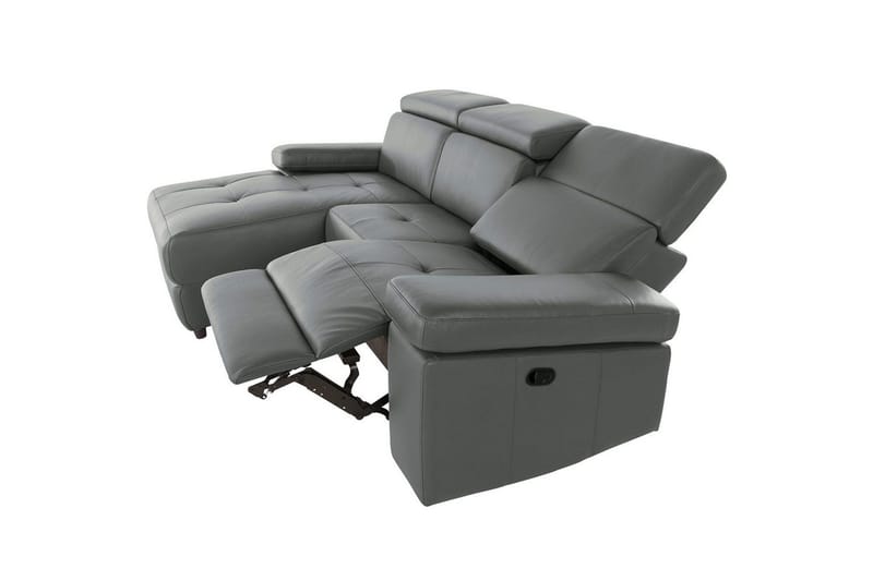 Hörnsoffa 3-sits Rayland Grå, Läder/PU, Vänster Manuell Fåtölj - Grå, Läder/PU, Vänster Manuell Fåtölj - Möbler - Soffa - Skinnsoffor