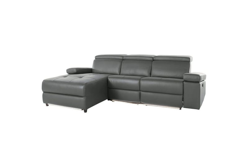 Hörnsoffa 3-sits Rayland Grå, Läder/PU, Vänster Manuell Fåtölj - Grå, Läder/PU, Vänster Manuell Fåtölj - Möbler - Soffa - Skinnsoffor
