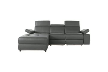 Hörnsoffa 3-sits Rayland Grå, Läder/PU, Vänster Manuell Fåtölj - Grå, Läder/PU, Vänster Manuell Fåtölj - Möbler - Soffa - Skinnsoffor