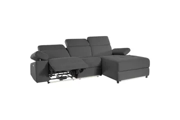 Hörnsoffa 3-sits Rayland Grå, Sunday tyg, Höger elektrisk vilstol - Grå, Sunday tyg, Höger elektrisk vilstol - Möbler - Soffa - Biosoffa & reclinersoffa