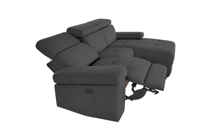Hörnsoffa 3-sits Rayland Grå, Sunday tyg, Höger elektrisk vilstol - Grå, Sunday tyg, Höger elektrisk vilstol - Möbler - Soffa - Biosoffa & reclinersoffa