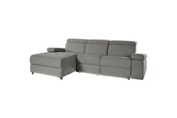 Hörnsoffa 3-sits Rayland Grå, Sunday tyg, Vänster Elektrisk Fåtölj