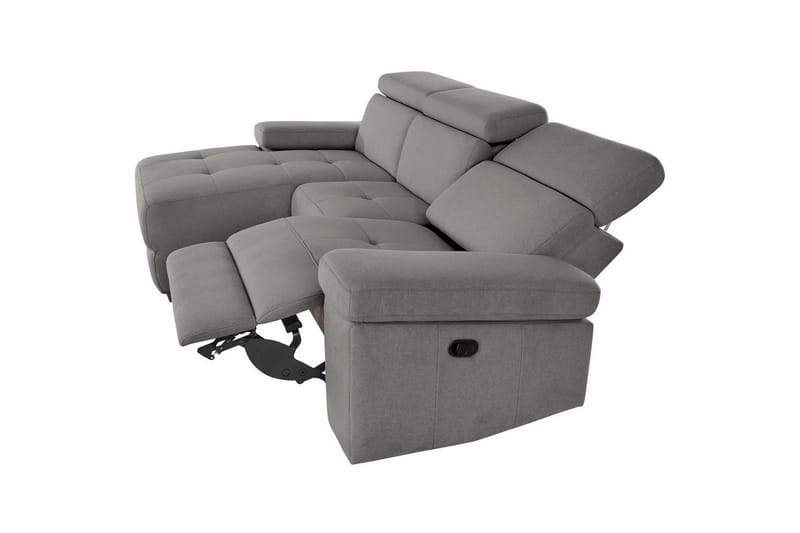 Hörnsoffa 3-sits Rayland Grå, Sunday tyg, Vänster Manuell Fåtölj - Grå, Sunday tyg, Vänster Manuell Fåtölj - Möbler - Soffa - Biosoffa & reclinersoffa