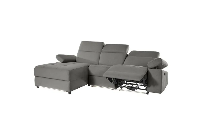 Hörnsoffa 3-sits Rayland Grå, Sunday tyg, Vänster Manuell Fåtölj - Grå, Sunday tyg, Vänster Manuell Fåtölj - Möbler - Soffa - Biosoffa & reclinersoffa