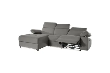Hörnsoffa 3-sits Rayland Grå, Sunday tyg, Vänster Manuell Fåtölj - Grå, Sunday tyg, Vänster Manuell Fåtölj - Möbler - Soffa - Biosoffa & reclinersoffa