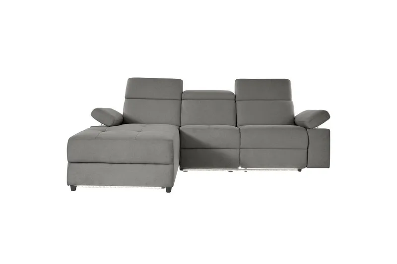 Hörnsoffa 3-sits Rayland Grå, Sunday tyg, Vänster Manuell Fåtölj - Grå, Sunday tyg, Vänster Manuell Fåtölj - Möbler - Soffa - Biosoffa & reclinersoffa