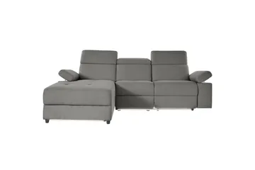 Hörnsoffa 3-sits Rayland Grå, Sunday tyg, Vänster Manuell Fåtölj - Grå, Sunday tyg, Vänster Manuell Fåtölj - Möbler - Soffa - Biosoffa & reclinersoffa