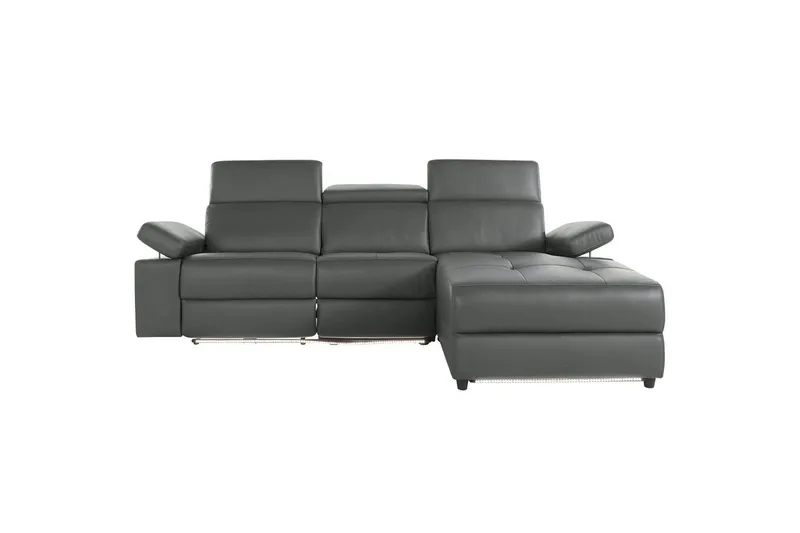 Hörnsoffa 3-sits Rayland Grå, PU, Höger manuell vilstol - Grå, PU, Höger manuell vilstol - Möbler - Soffa - Skinnsoffor