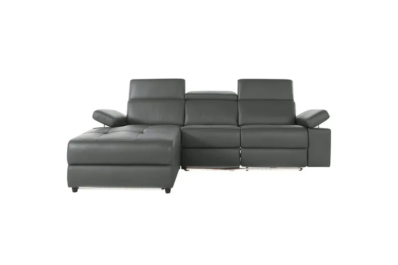 Hörnsoffa 3-sits Rayland Grå, PU, Vänster Manuell Fåtölj - Grå, PU, Vänster Manuell Fåtölj - Möbler - Soffa - Skinnsoffor