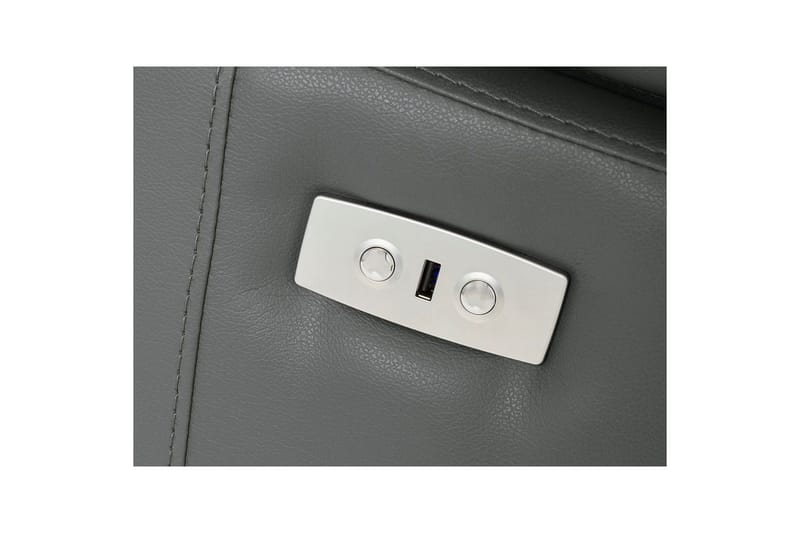 Hörnsoffa 3-sits Rayland Grå, PU, Vänster Elektrisk Fåtölj - Grå, PU, Vänster Elektrisk Fåtölj - Möbler - Soffa - Skinnsoffor