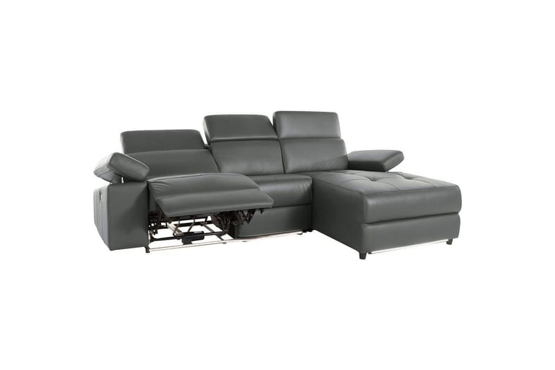 Hörnsoffa 3-sits Rayland Grå, PU, Höger elektrisk vilstol - Grå, PU, Höger elektrisk vilstol - Möbler - Soffa - Skinnsoffor
