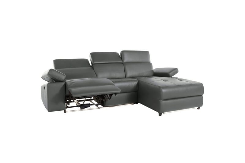 Hörnsoffa 3-sits Rayland Grå, PU, Höger manuell vilstol - Grå, PU, Höger manuell vilstol - Möbler - Soffa - Skinnsoffor