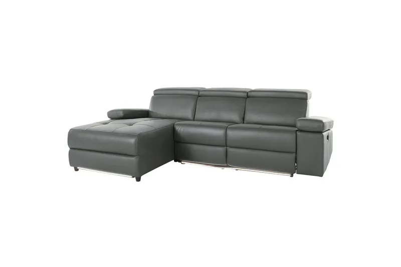 Hörnsoffa 3-sits Rayland Grå, PU, Vänster Manuell Fåtölj - Grå, PU, Vänster Manuell Fåtölj - Möbler - Soffa - Skinnsoffor