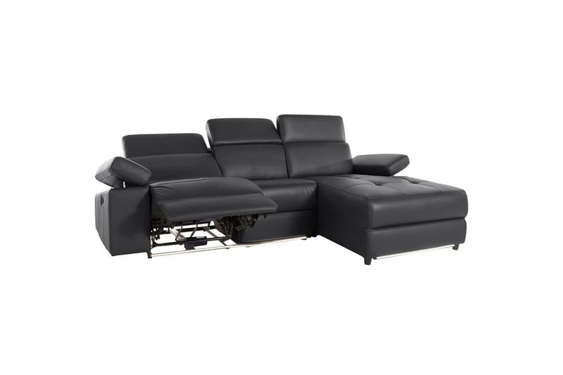 Hörnsoffa 3-sits Rayland Svart, Läder/PU, Höger manuell vilstol - Svart, Läder/PU, Höger manuell vilstol - Möbler - Soffa - Biosoffa & reclinersoffa