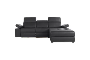 Hörnsoffa 3-sits Rayland Svart, PU, Höger elektrisk vilstol - Svart, PU, Höger elektrisk vilstol - Möbler - Soffa - Skinnsoffor