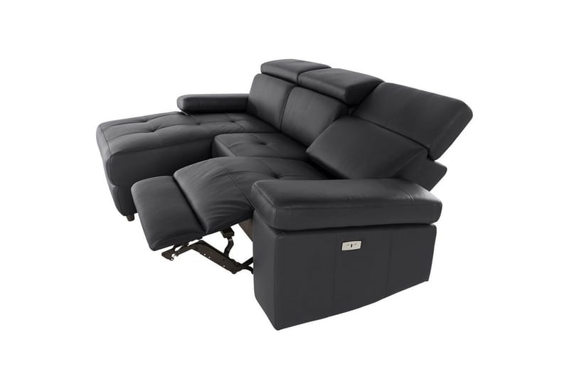 Hörnsoffa 3-sits Rayland Svart, PU, Vänster Elektrisk Fåtölj - Svart, PU, Vänster Elektrisk Fåtölj - Möbler - Soffa - Skinnsoffor