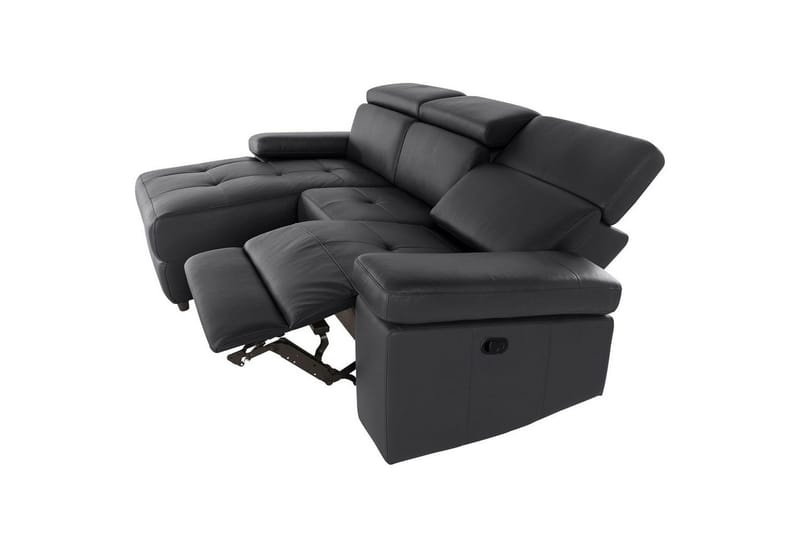 Hörnsoffa 3-sits Rayland Svart, PU, Vänster Manuell Fåtölj - Svart, PU, Vänster Manuell Fåtölj - Möbler - Soffa - Skinnsoffor