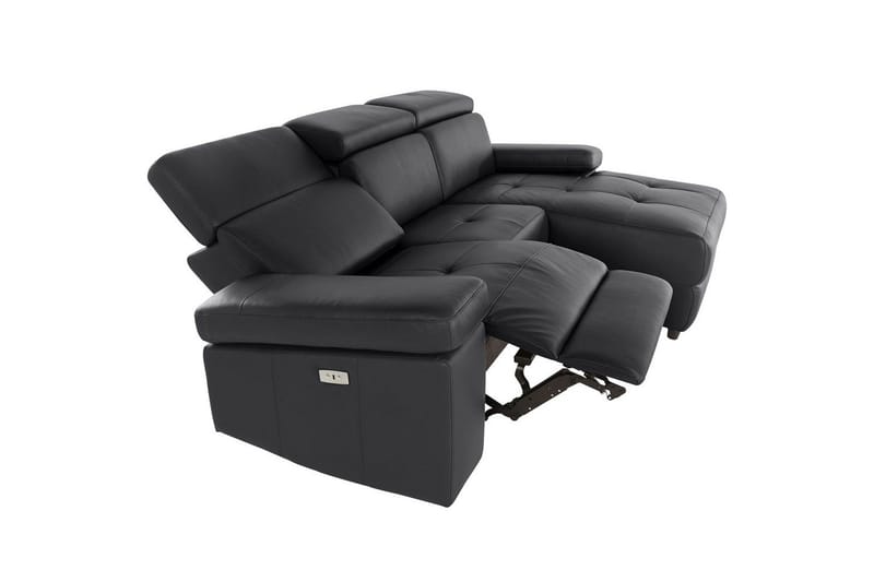Hörnsoffa 3-sits Rayland Svart, PU, Höger elektrisk vilstol - Svart, PU, Höger elektrisk vilstol - Möbler - Soffa - Skinnsoffor