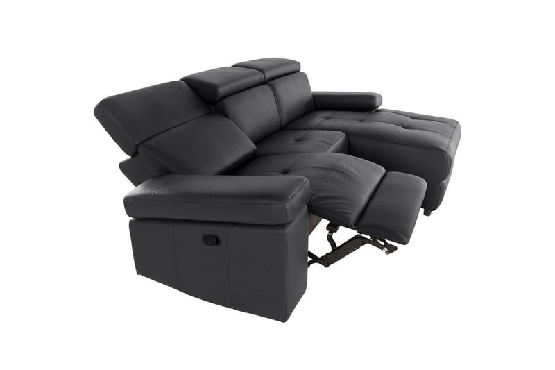 Hörnsoffa 3-sits Rayland Svart, PU, Höger manuell vilstol - Svart, PU, Höger manuell vilstol - Möbler - Soffa - Skinnsoffor