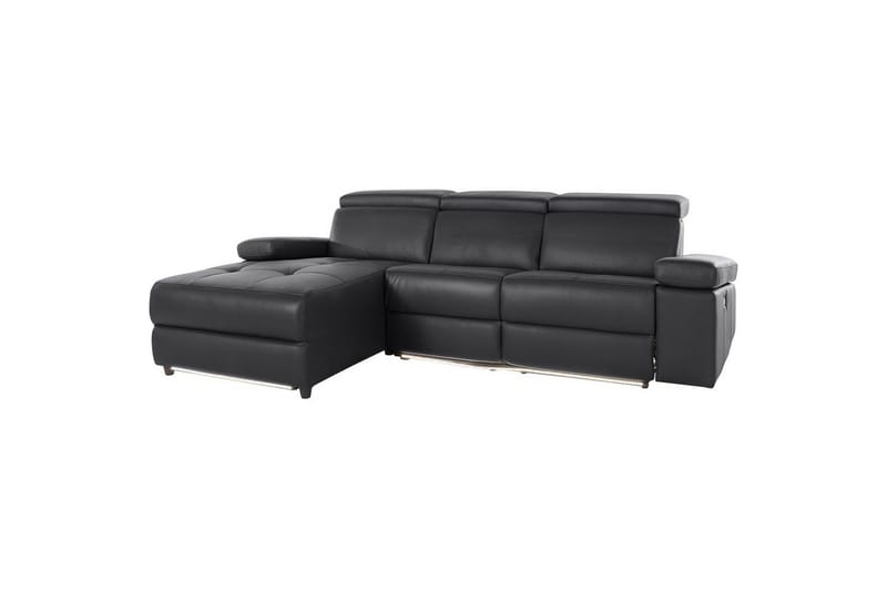 Hörnsoffa 3-sits Rayland Svart, PU, Vänster Elektrisk Fåtölj - Svart, PU, Vänster Elektrisk Fåtölj - Möbler - Soffa - Skinnsoffor