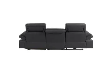 Hörnsoffa 3-sits Rayland Svart, PU, Höger manuell vilstol - Svart, PU, Höger manuell vilstol - Möbler - Soffa - Skinnsoffor