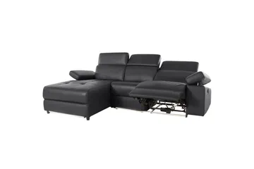 Hörnsoffa 3-sits Rayland Svart, PU, Vänster Manuell Fåtölj - Svart, PU, Vänster Manuell Fåtölj - Möbler - Soffa - Skinnsoffor