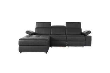 Hörnsoffa 3-sits Rayland Svart, PU, Vänster Elektrisk Fåtölj - Svart, PU, Vänster Elektrisk Fåtölj - Möbler - Soffa - Skinnsoffor