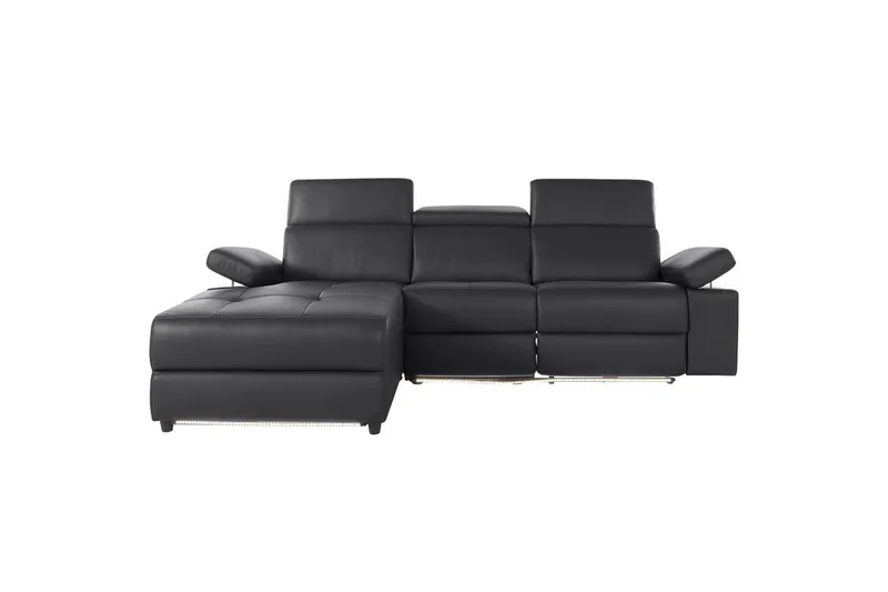 Hörnsoffa 3-sits Rayland Svart, PU, Vänster Elektrisk Fåtölj - Svart, PU, Vänster Elektrisk Fåtölj - Möbler - Soffa - Skinnsoffor