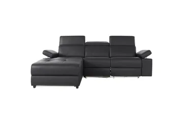 Hörnsoffa 3-sits Rayland Svart, PU, Vänster Manuell Fåtölj - Svart, PU, Vänster Manuell Fåtölj - Möbler - Soffa - Skinnsoffor