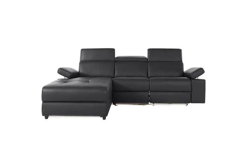 Hörnsoffa 3-sits Rayland Svart, PU, Vänster Manuell Fåtölj - Svart, PU, Vänster Manuell Fåtölj - Möbler - Soffa - Skinnsoffor