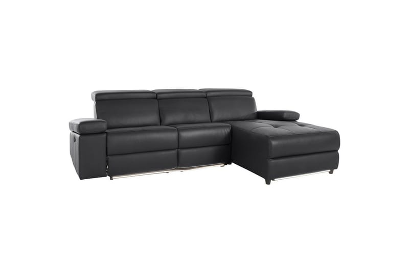 Hörnsoffa 3-sits Rayland Svart, PU, Höger manuell vilstol - Svart, PU, Höger manuell vilstol - Möbler - Soffa - Skinnsoffor