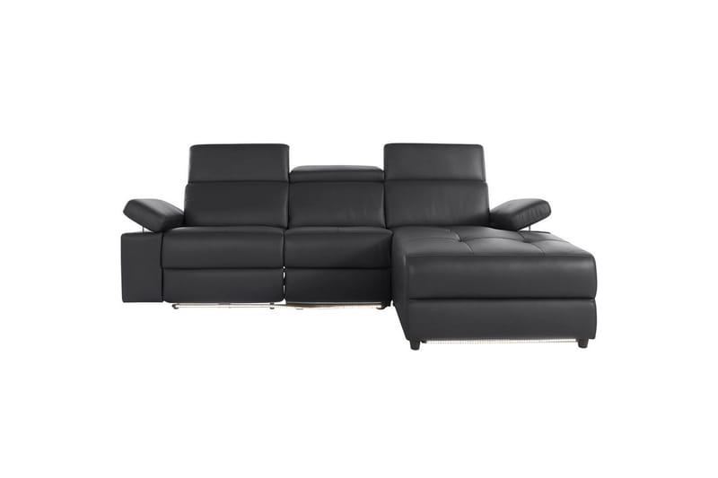 Hörnsoffa 3-sits Rayland Svart, PU, Höger manuell vilstol - Svart, PU, Höger manuell vilstol - Möbler - Soffa - Skinnsoffor