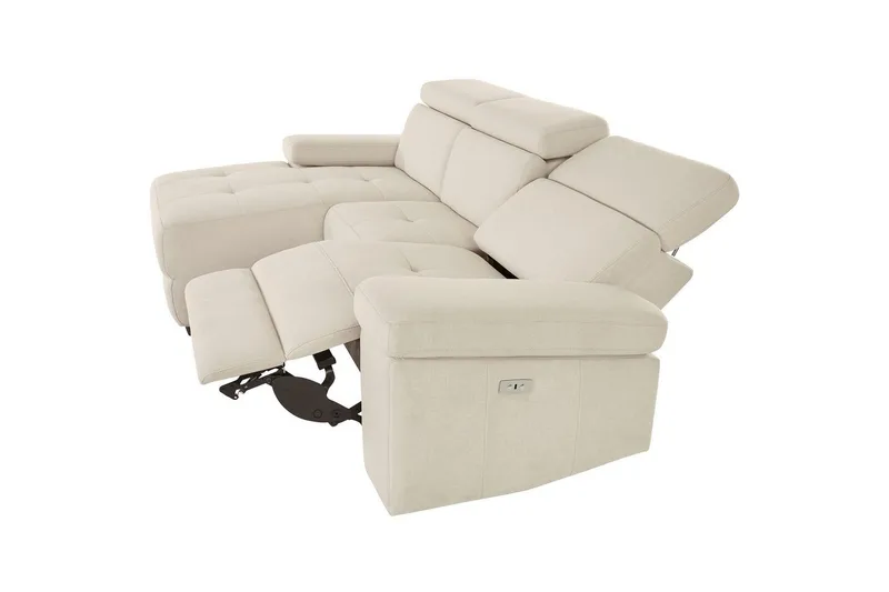 Hörnsoffa 3-sits Rayland Vit, Sunday tyg, Vänster Elektrisk Fåtölj - Vit, Sunday tyg, Vänster Elektrisk Fåtölj - Möbler - Soffa - Biosoffa & reclinersoffa