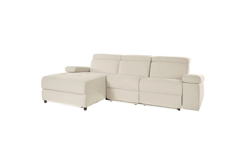 Hörnsoffa 3-sits Rayland Vit, Sunday tyg, Vänster Elektrisk Fåtölj - Vit, Sunday tyg, Vänster Elektrisk Fåtölj - Möbler - Soffa - Biosoffa & reclinersoffa