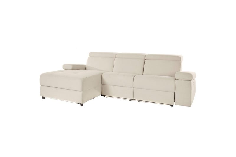 Hörnsoffa 3-sits Rayland Vit, Sunday tyg, Vänster Elektrisk Fåtölj, Vit, Sunday tyg, Vänster Elektrisk Fåtölj