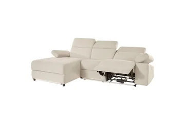 Hörnsoffa 3-sits Rayland Vit, Sunday tyg, Vänster Elektrisk Fåtölj - Vit, Sunday tyg, Vänster Elektrisk Fåtölj - Möbler - Soffa - Biosoffa & reclinersoffa
