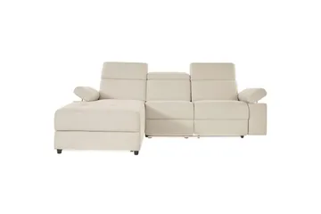 Hörnsoffa 3-sits Rayland Vit, Sunday tyg, Vänster Elektrisk Fåtölj - Vit, Sunday tyg, Vänster Elektrisk Fåtölj - Möbler - Soffa - Biosoffa & reclinersoffa